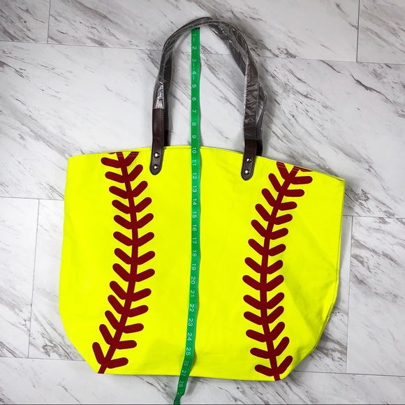 Bright Yellow Canvas Tote with Softball Design! - Picture 7 of 8